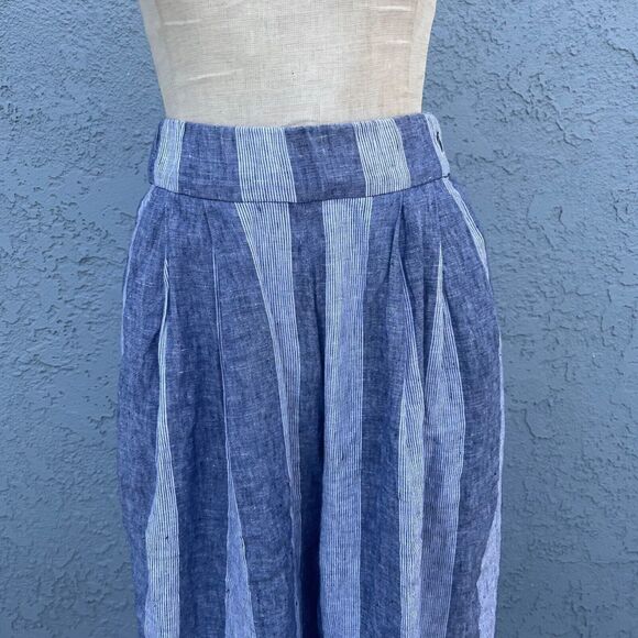 Gap Womens Linen Wide Leg Pants Size Small Striped Nautical culottes - Picture 4 of 14